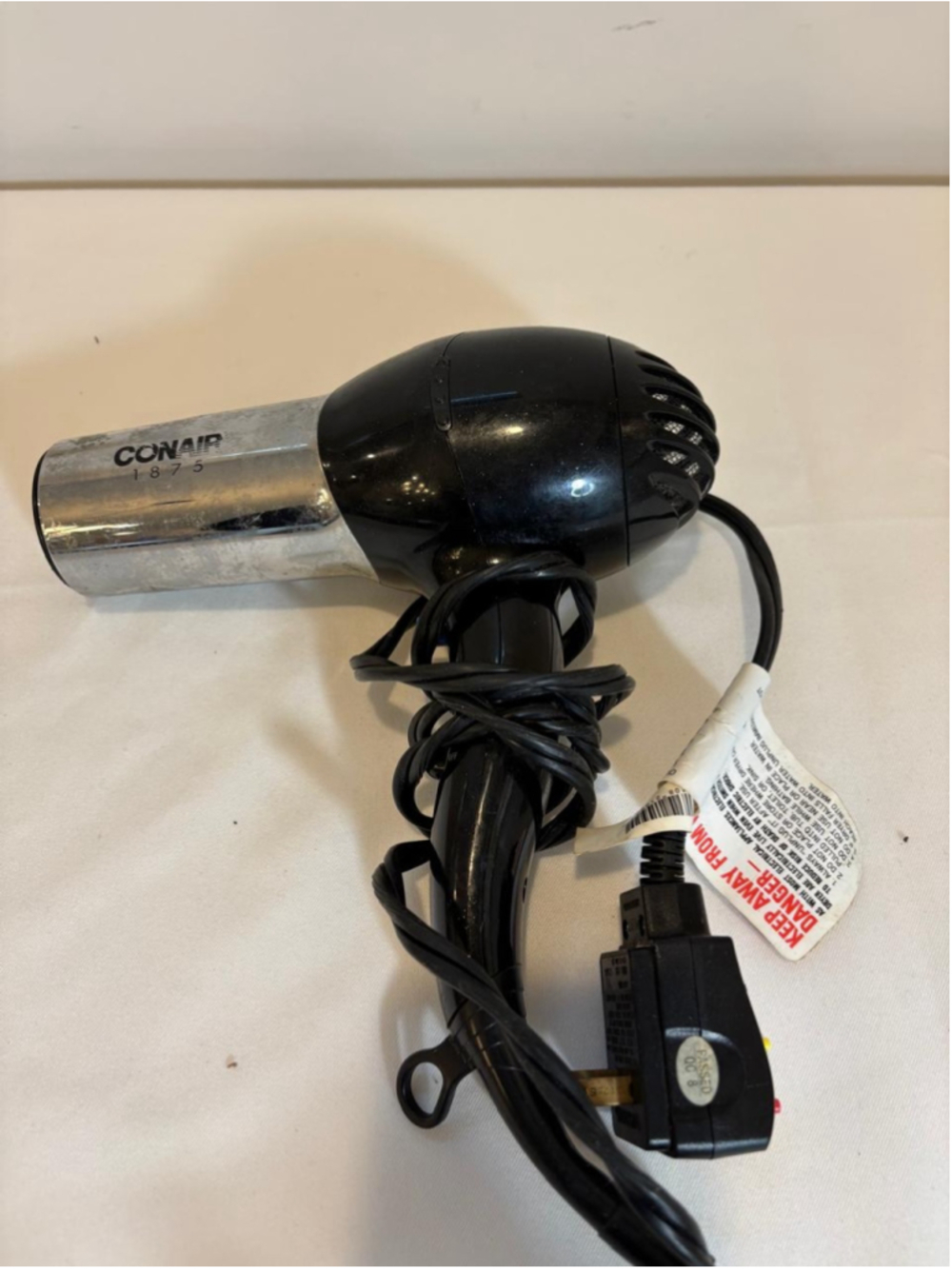 Conair 1875W Hair Dryer Black Chrome Blow Dryer Tested Working #C112